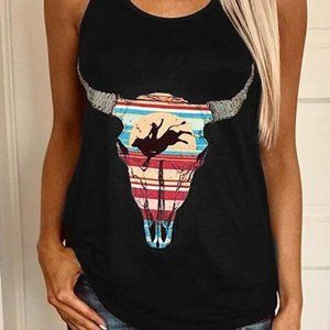 Bull Skull Sleeveless Top